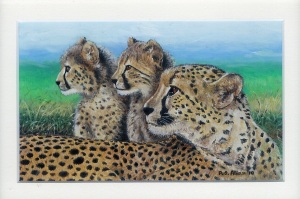50 Mother Cheetah & Cubs by Paul Allen - Oil on refined canvas