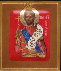 71 Holy Martyr Nicholas II (Romanov) Antique Look by Nikolai Loukakis - Tempera/Gold Leaf