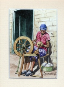 74 Spinning by Leonora de Lange - Watercolour