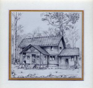 49 Worker's Cottage at Shiwa Ngandu by Debra Longfield in Coloured Pencil