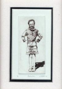 57 Behind Me by Abe Mathabe in Dry-point on Perspex