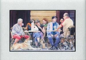 92 Pavement Cafe Sarlat. by Pat Puttergill in Watercolour. Highly Commended